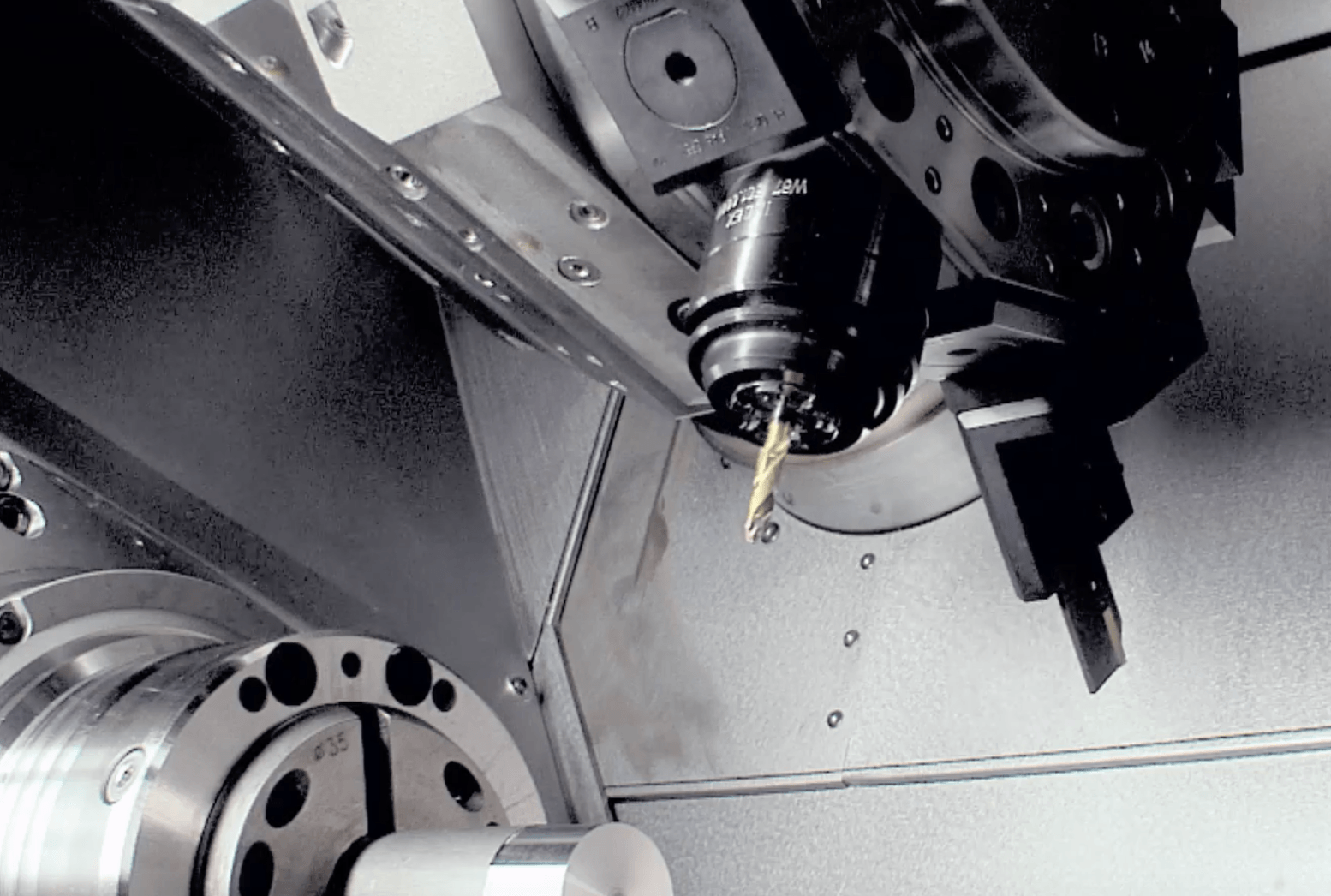 Close-up image of a machining spindle