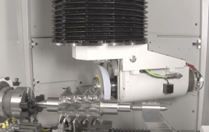 A metal component being machined close-up