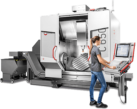 An engineer working next to a Hermle C650 Machine