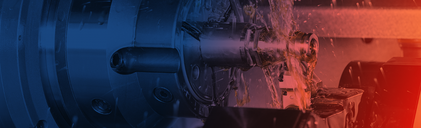 Banner image showing a metal part being machined