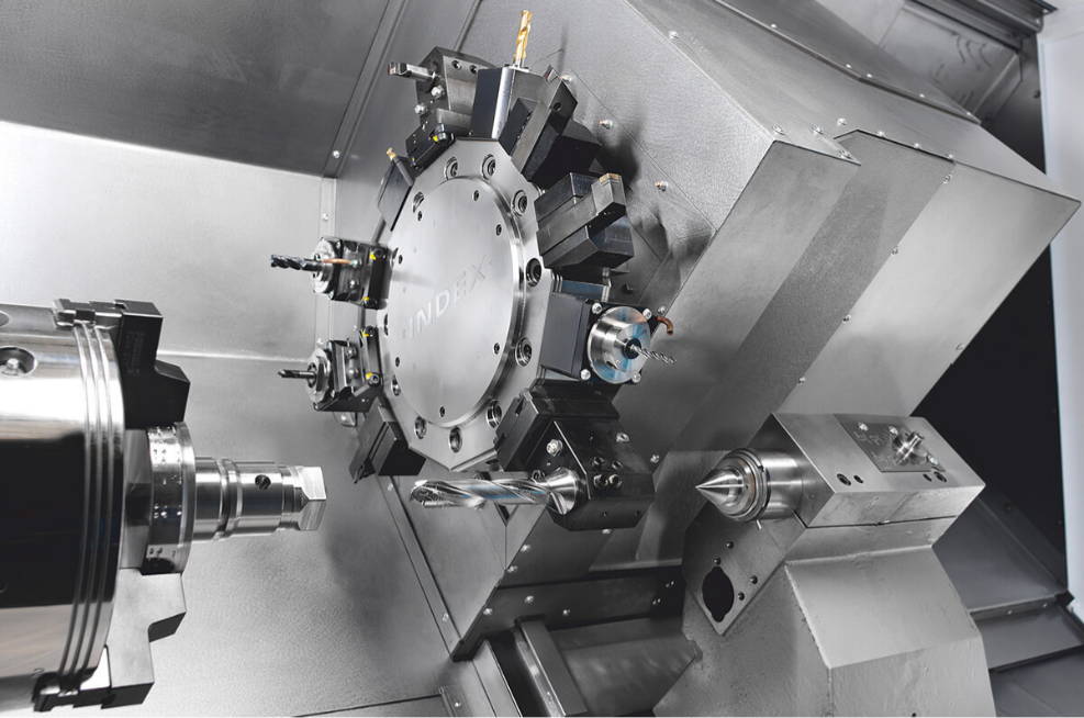 Close up of index Traub machine