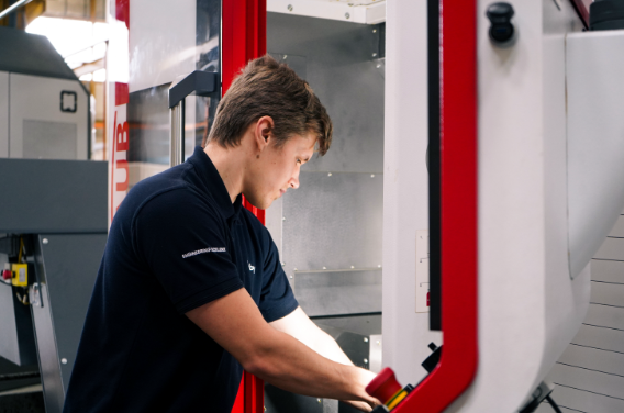 Engineer with machine