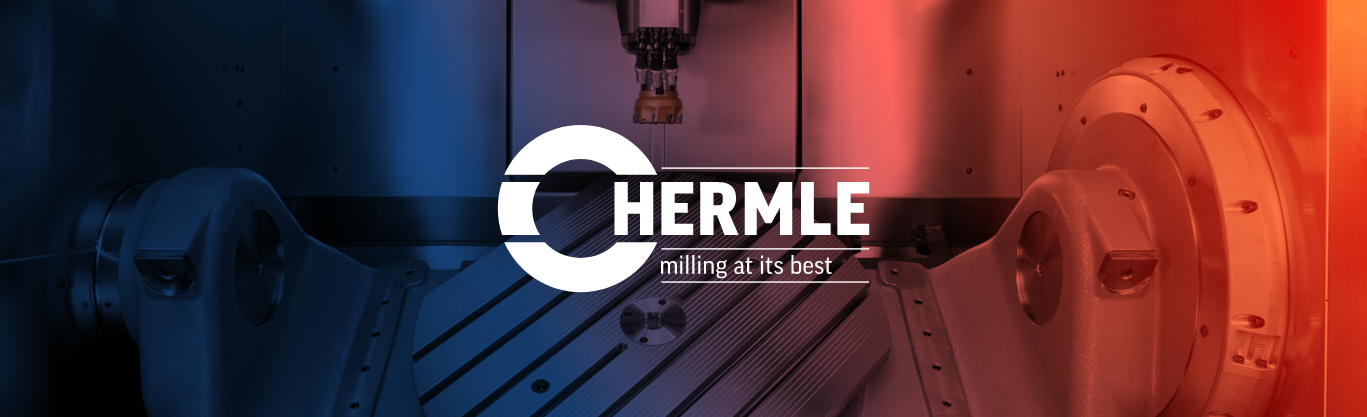 Banner - Hermle White Logo on Hermle Machine Background Image