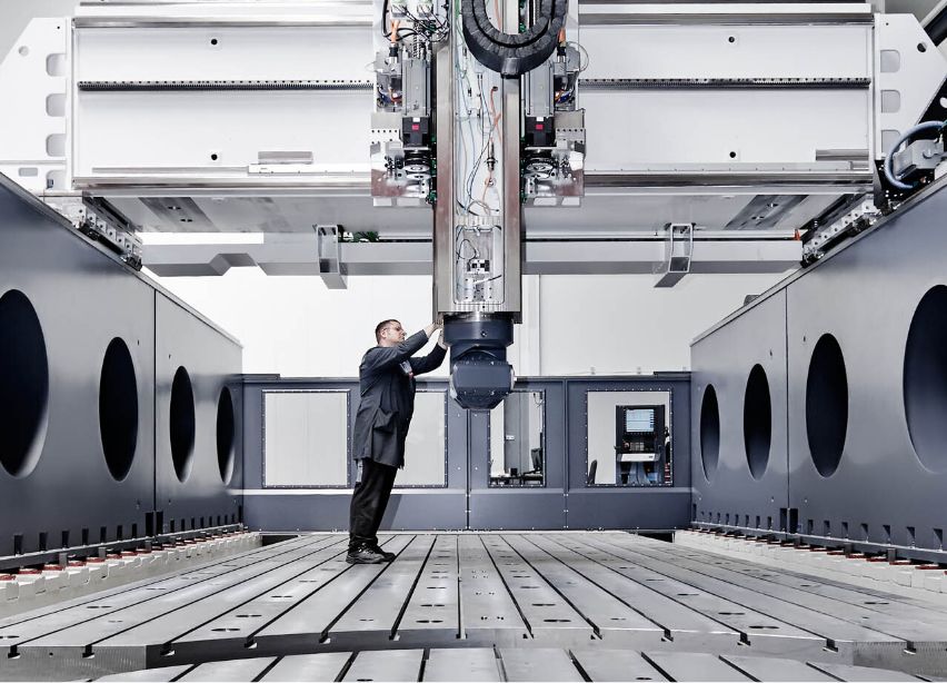 An engineer working on a Large Part Machine
