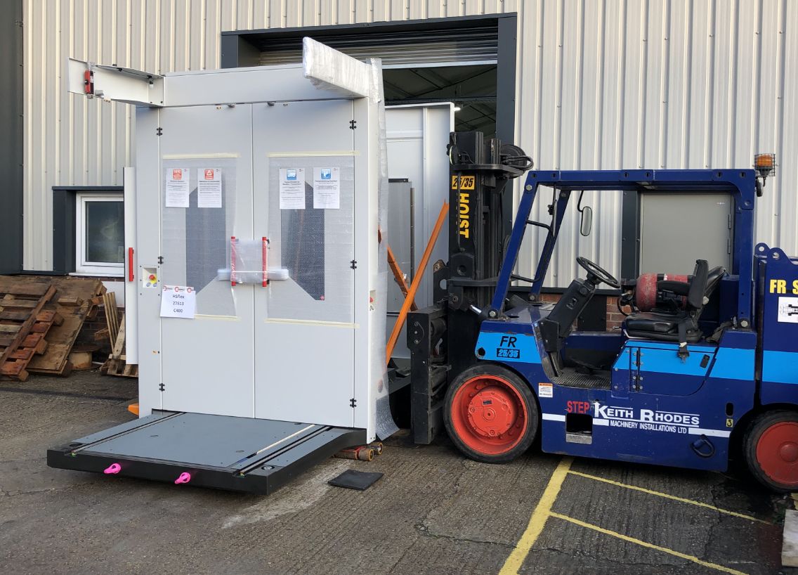 cnc machine on forklift