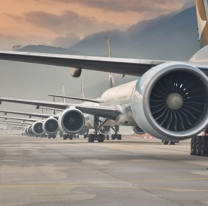 Aeroplanes on a runway