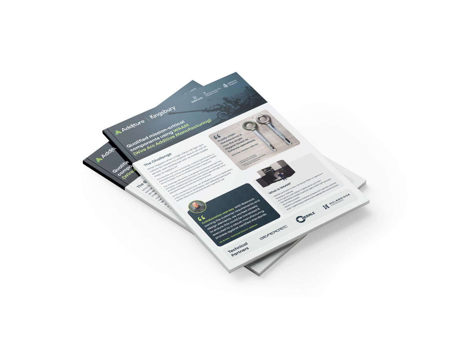 Brochure mock-up showing case study information