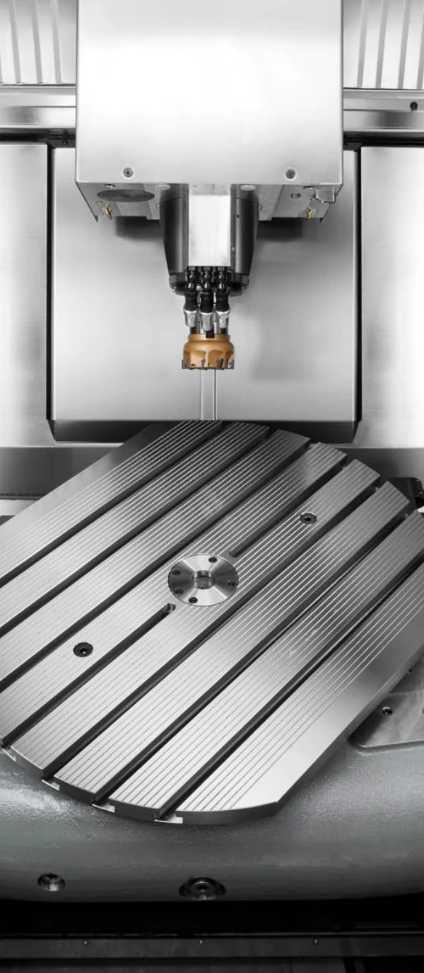 a close-up image of a 5 axis machine
