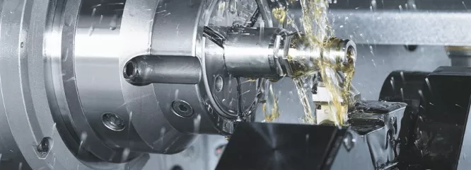A metal part being machined