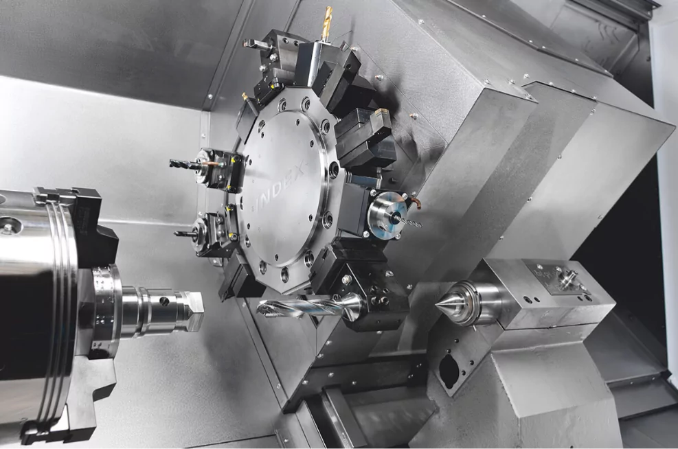 Close up of index Traub machine