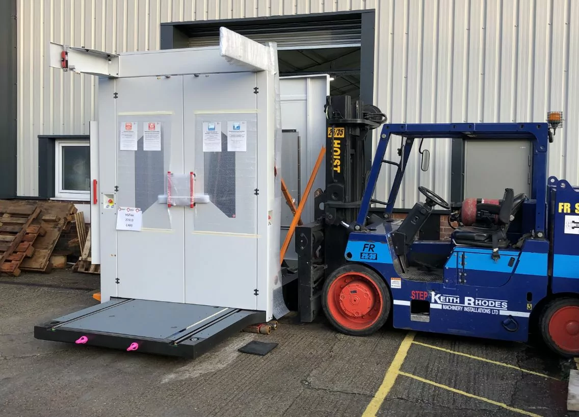 cnc machine on forklift