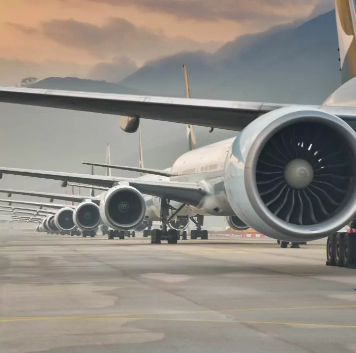 Aeroplanes on a runway