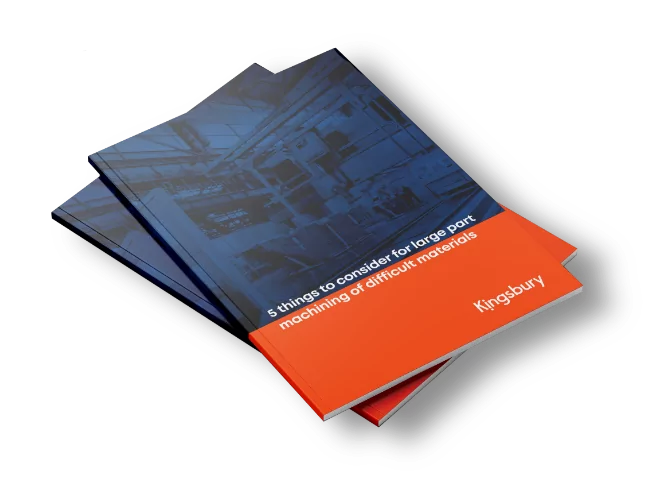 Mock-up of brochure for the 5 things to consider in large part machining of difficult materials guide