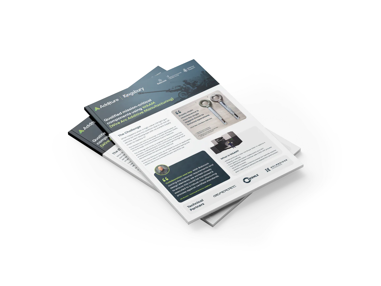 Brochure mock-up showing case study information