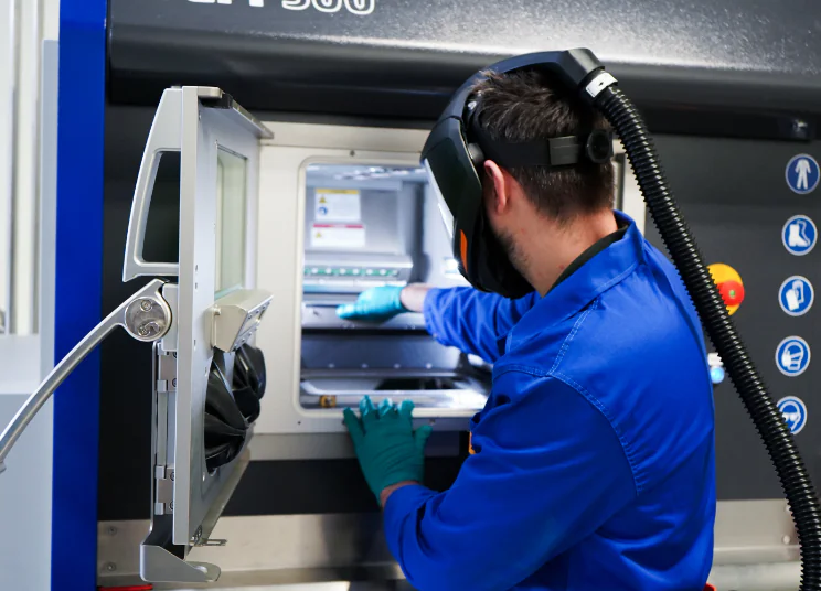 engineer working with machine